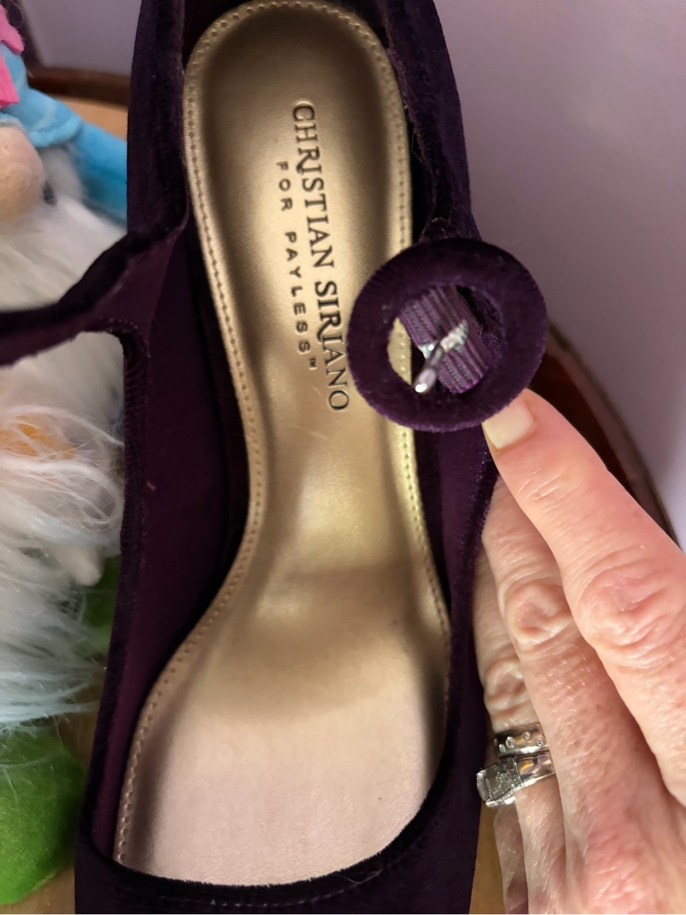 Christian Siriano Purple Velvet Mary Jane Block Heels - Picture 2 of 6